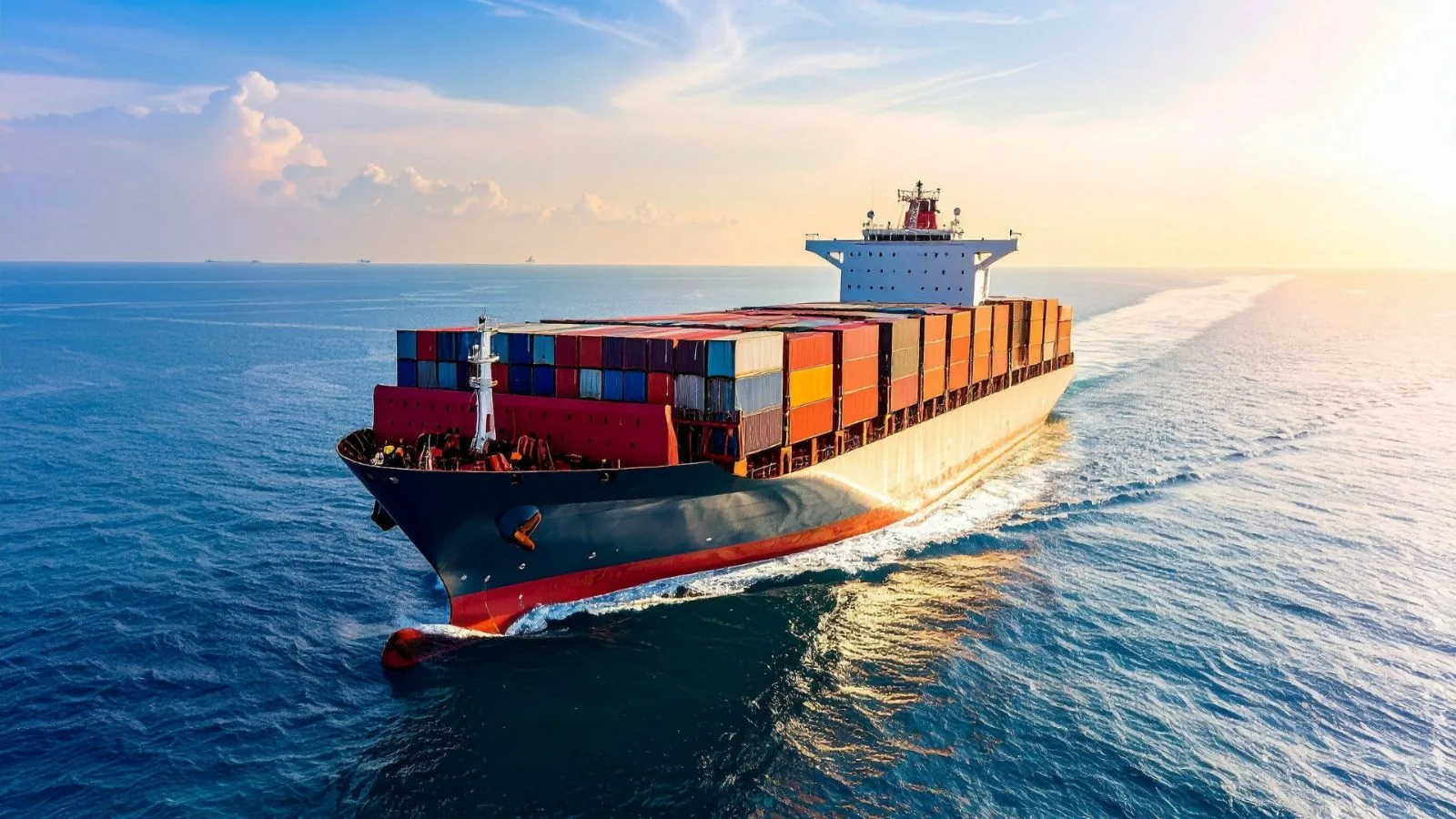 A container ship at sea