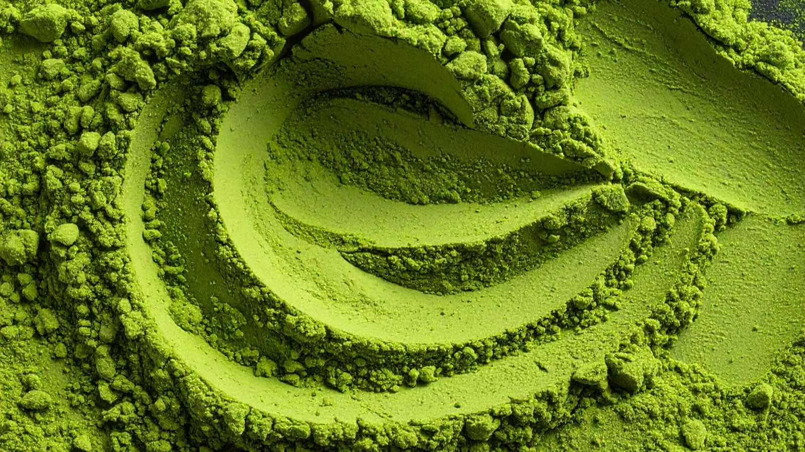Vivid green matcha powder in close-up