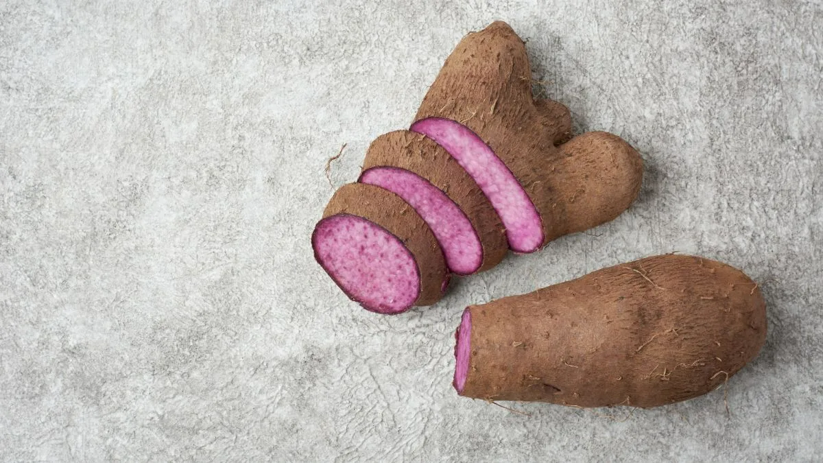 Sliced purple ube yam
